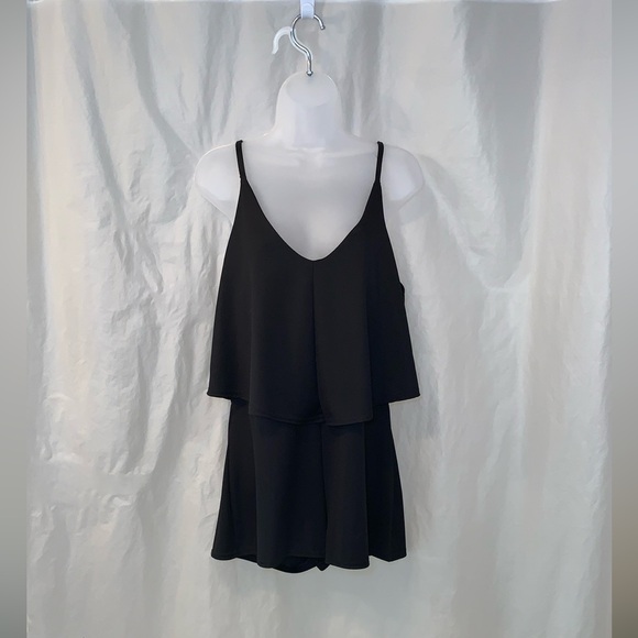 Black US 12 PLUS STEPHANIE DOUBLE LAYER PLAYSUIT - Picture 4 of 15